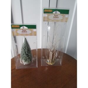 2 Vintage Lemax Tree Arbre Spruce and Birch Tree Medium‎ 2002 2003 in Packaging